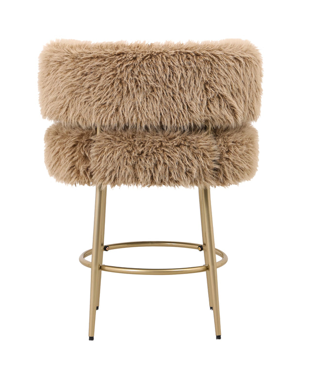 Hair brown bar chair metal base