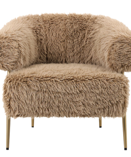 Hair brown fauteuil metal base