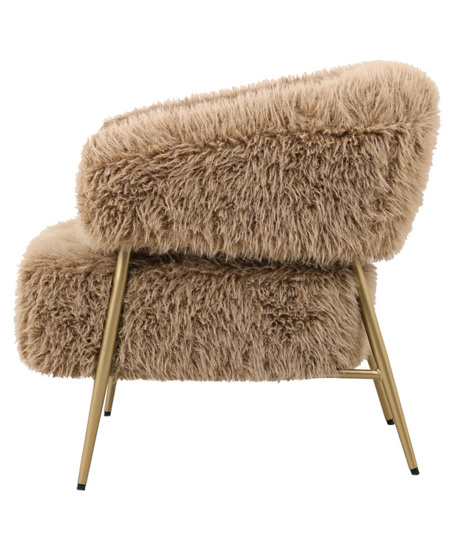 Hair brown fauteuil metal base