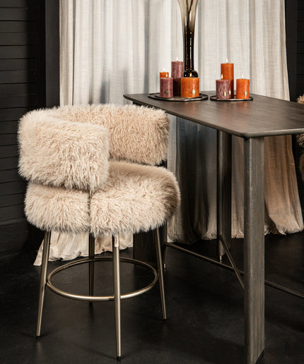 Hair Cream bar chair champagne metal base