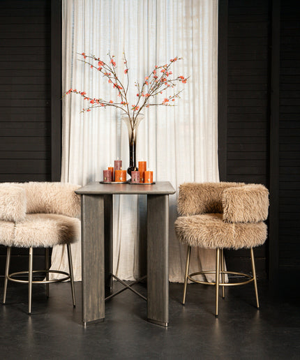 Hair Cream bar chair champagne metal base