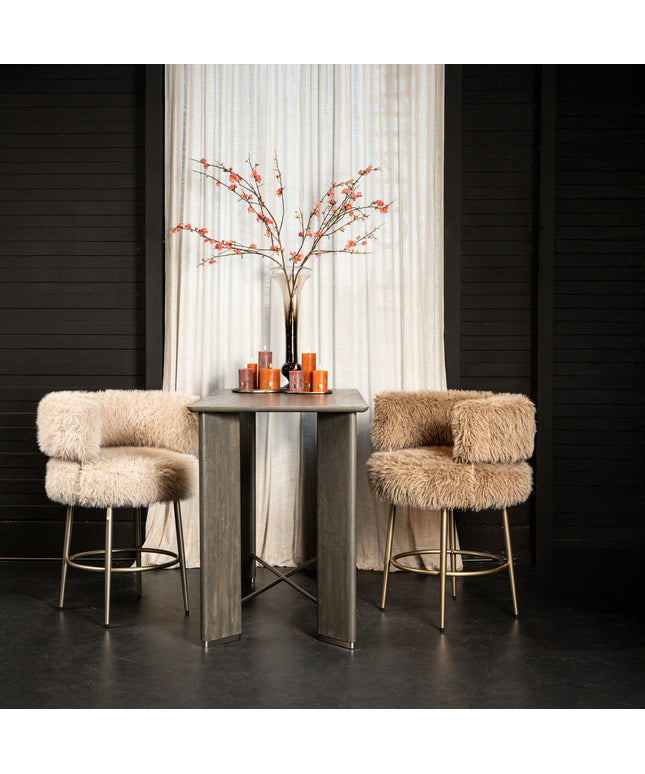 Hair Cream bar chair champagne metal base