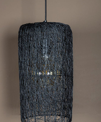 Idris Black iron hanging lamp long wired cilinder