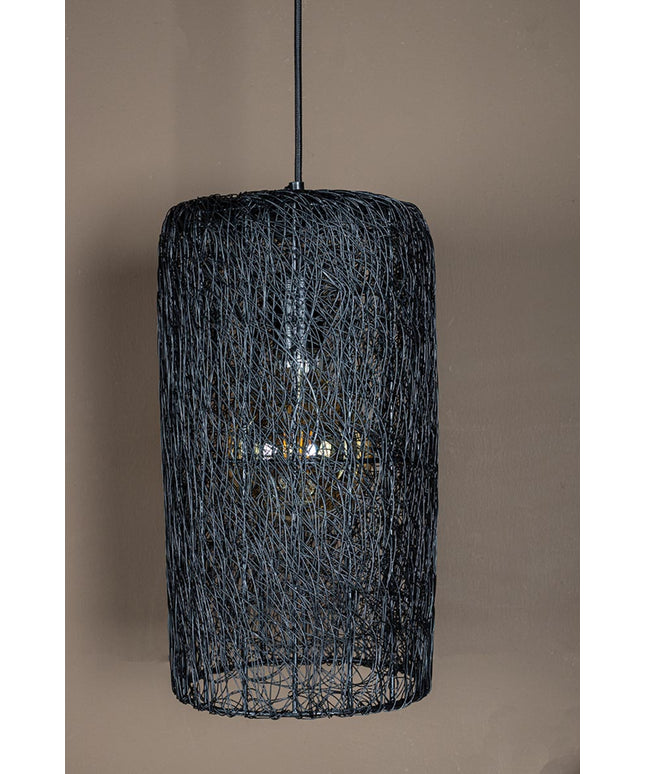 Idris Black iron hanging lamp long wired cilinder