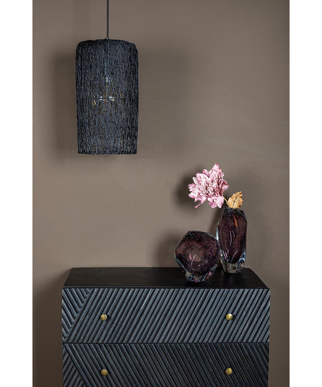 Idris Black iron hanging lamp long wired cilinder