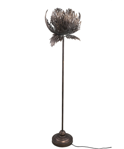 Index Grey iron floor lamp upgrowing leaves round