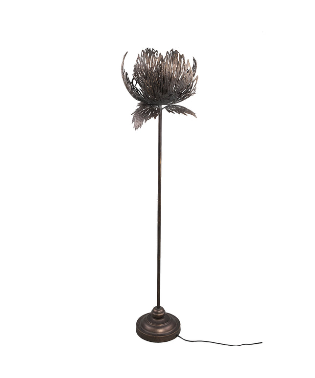 Index Grey iron floor lamp upgrowing leaves round