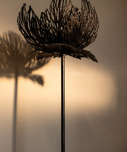 Index Grey iron floor lamp upgrowing leaves round