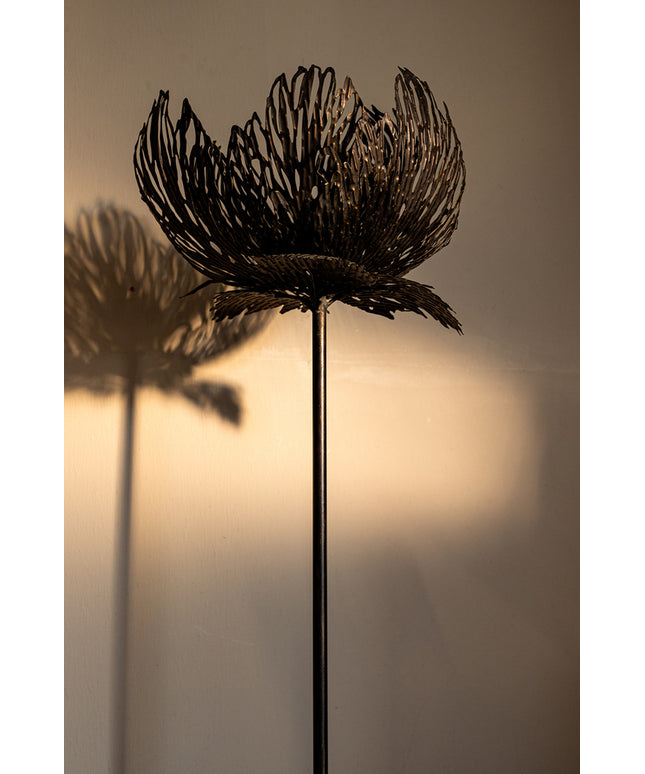 Index Grey iron floor lamp upgrowing leaves round