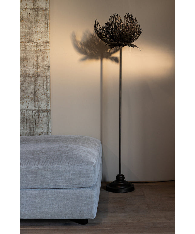 Index Grey iron floor lamp upgrowing leaves round
