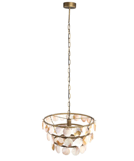 Jalinn Gold metal hanging lamp pearl shells round