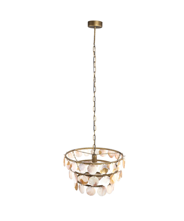 Jalinn Gold metal hanging lamp pearl shells round