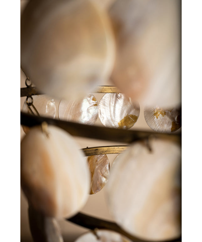 Jalinn Gold metal hanging lamp pearl shells round