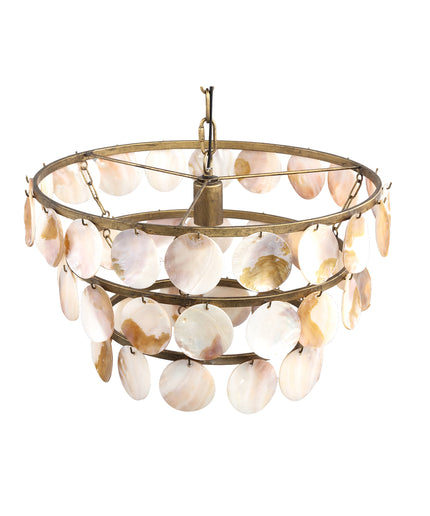 Jalinn Gold metal hanging lamp pearl shells round