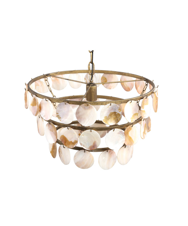 Jalinn Gold metal hanging lamp pearl shells round