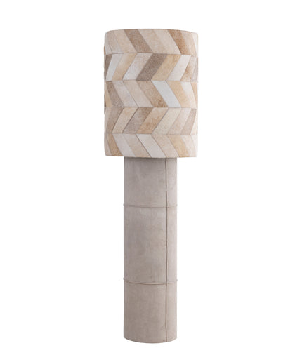 Joanne Beige suede floor lamp patch cowhair shade