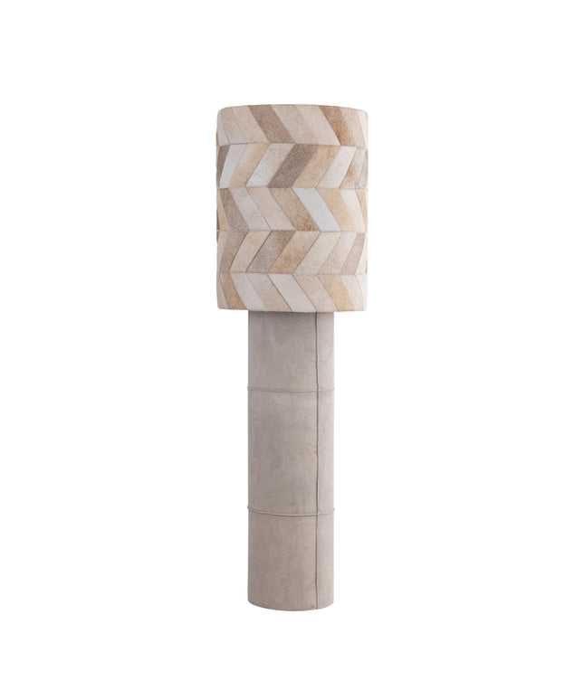 Joanne Beige suede floor lamp patch cowhair shade