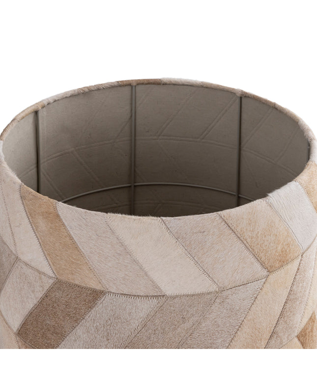Joanne Beige suede floor lamp patch cowhair shade