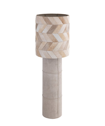 Joanne Beige suede floor lamp patch cowhair shade