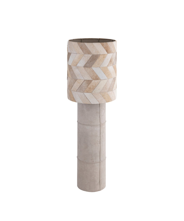 Joanne Beige suede floor lamp patch cowhair shade