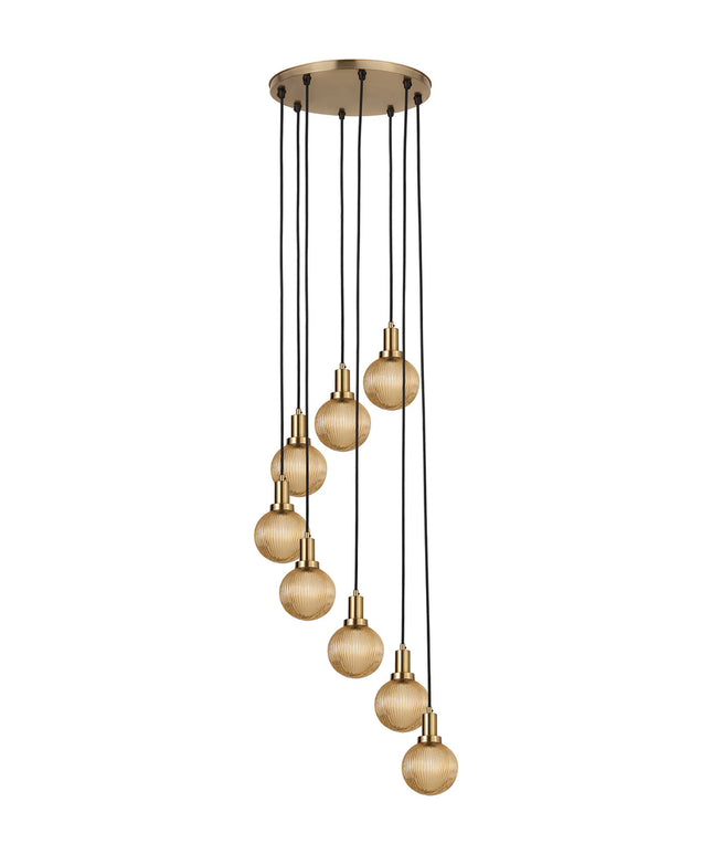 Juliet Amber glass hanging lamp 8 pcs swirl