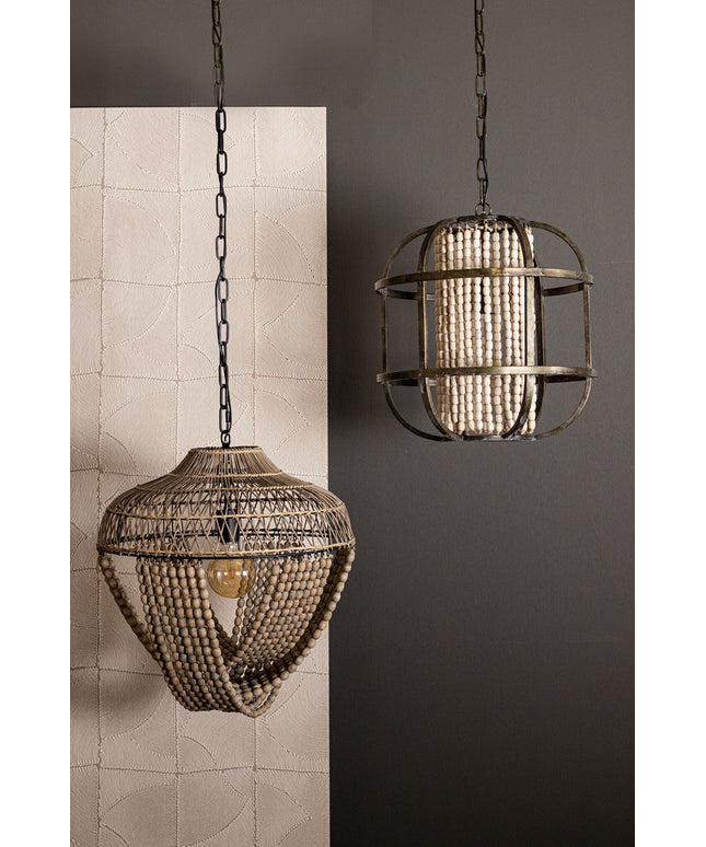 July Black metal hanging lamp open frame round