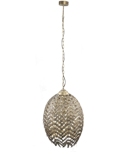 Katie Gold metal hanging lamp with leaves L