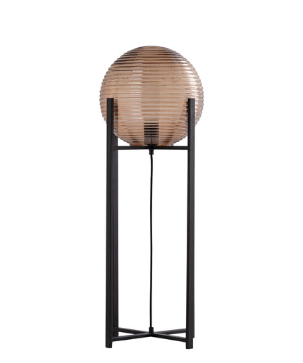 Korrin Brown embossed rib glass floor lamp ball