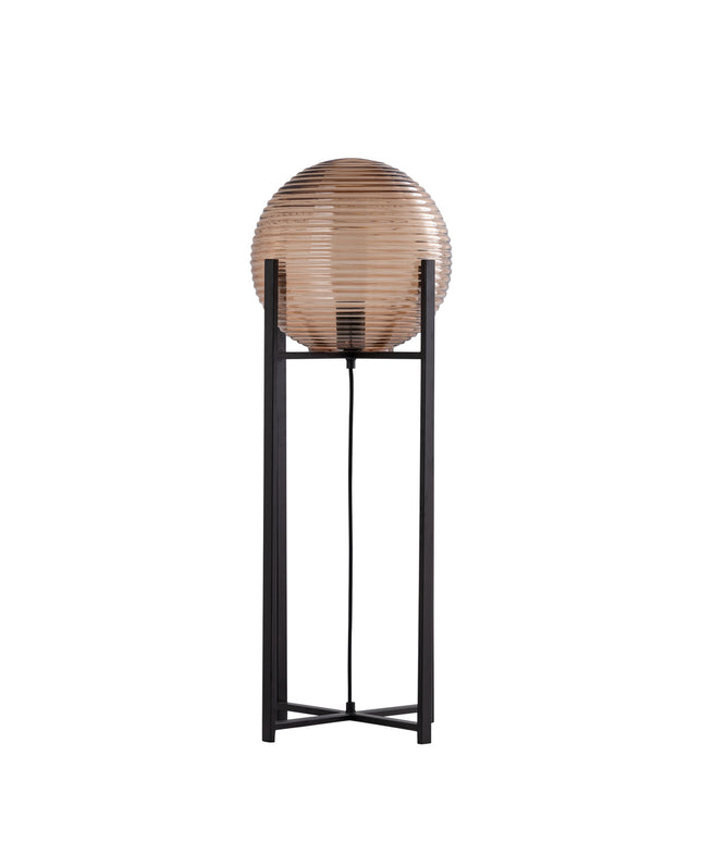 Korrin Brown embossed rib glass floor lamp ball
