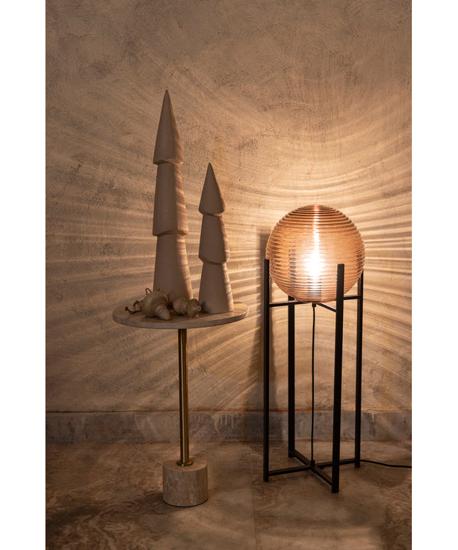 Korrin Brown embossed rib glass floor lamp ball