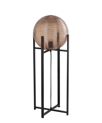 Korrin Brown embossed rib glass floor lamp ball