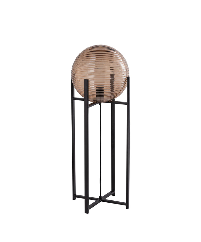Korrin Brown embossed rib glass floor lamp ball