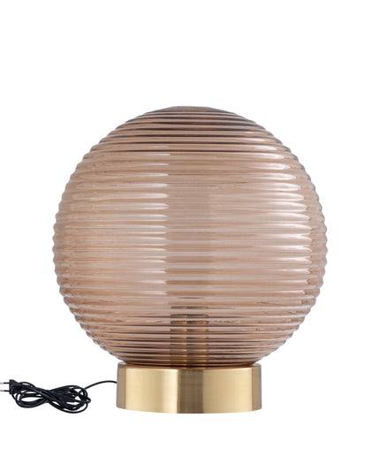 Korrin Brown embossed rib glass table lamp ball L