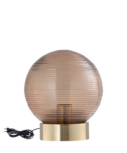 Korrin Brown embossed rib glass table lamp ball S