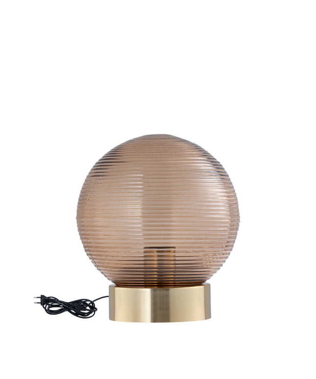 Korrin Brown embossed rib glass table lamp ball S