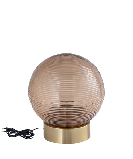 Korrin Brown embossed rib glass table lamp ball S