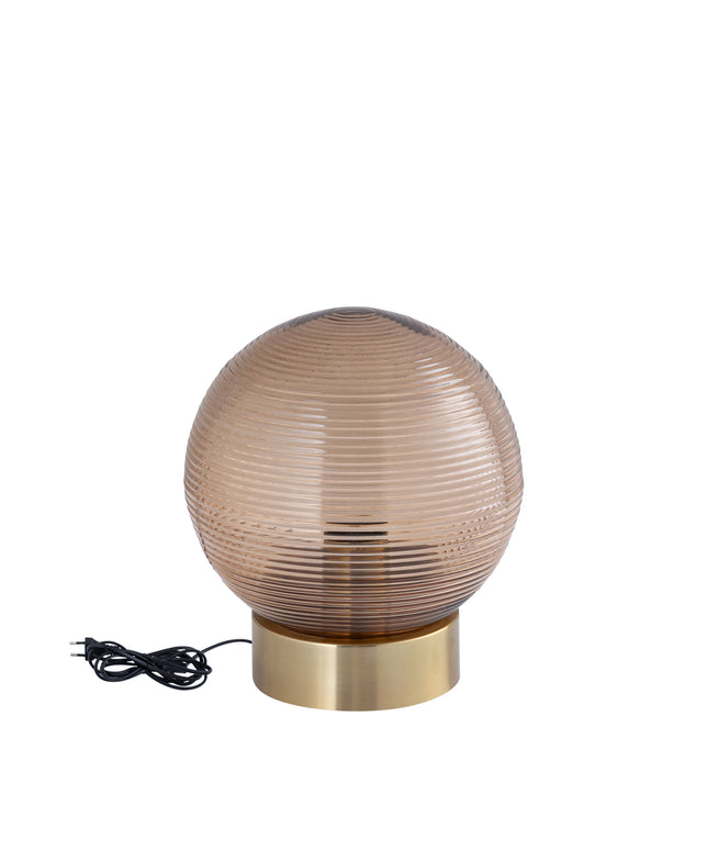 Korrin Brown embossed rib glass table lamp ball S