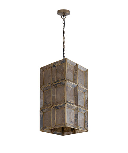 Layra Brass stone veneer hanging lamp antique