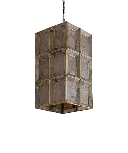 Layra Brass stone veneer hanging lamp antique