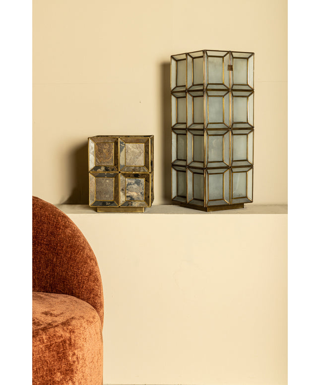 Layra Brass stone veneer table lamp antique high