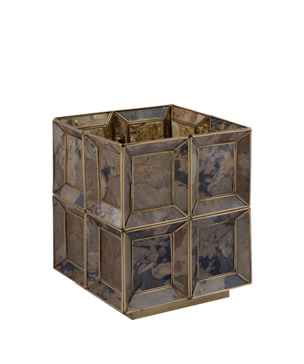 Layra Brass stone veneer table lamp antique low