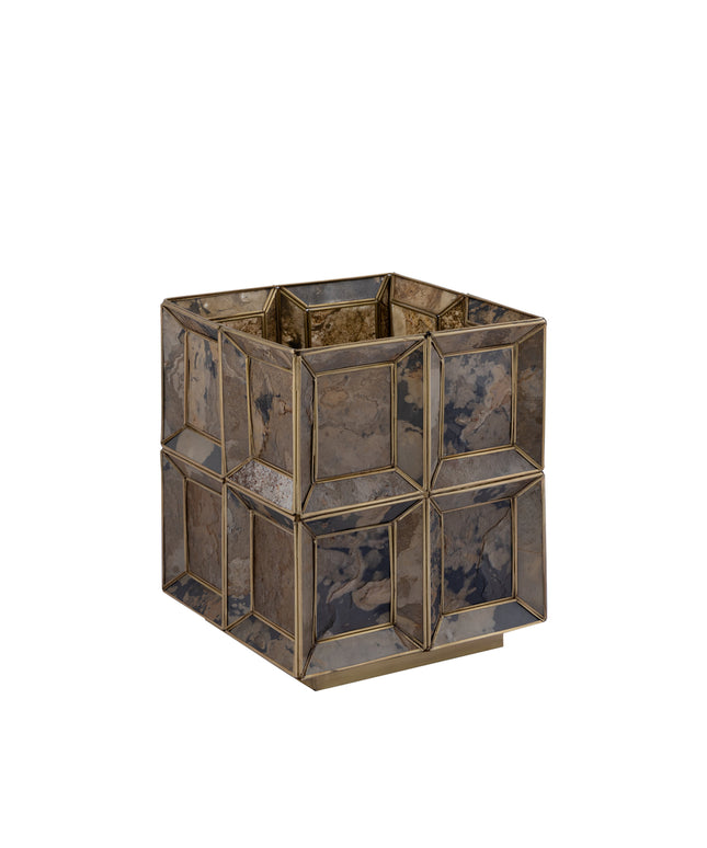Layra Brass stone veneer table lamp antique low