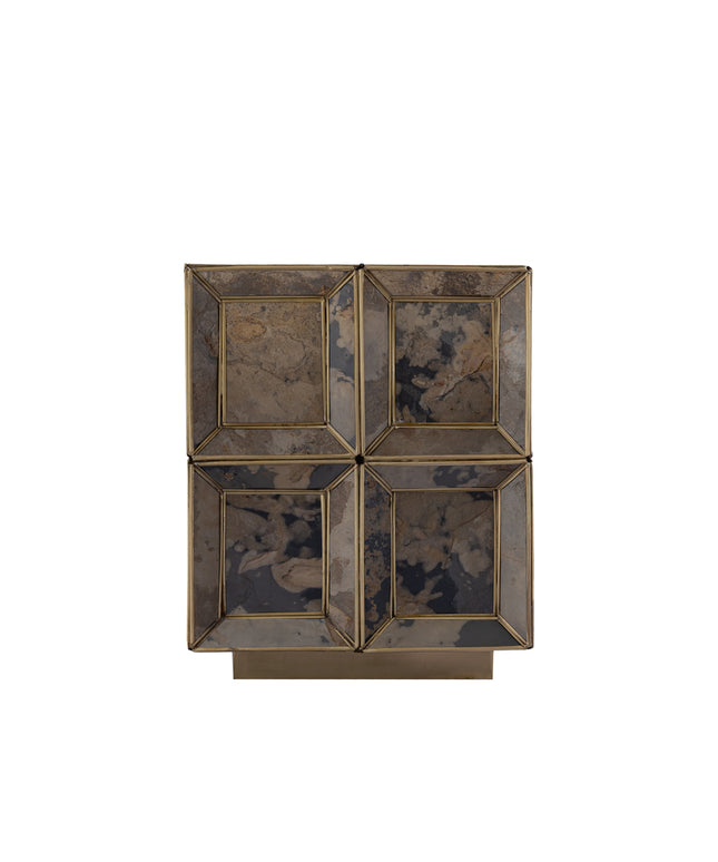 Layra Brass stone veneer table lamp antique low