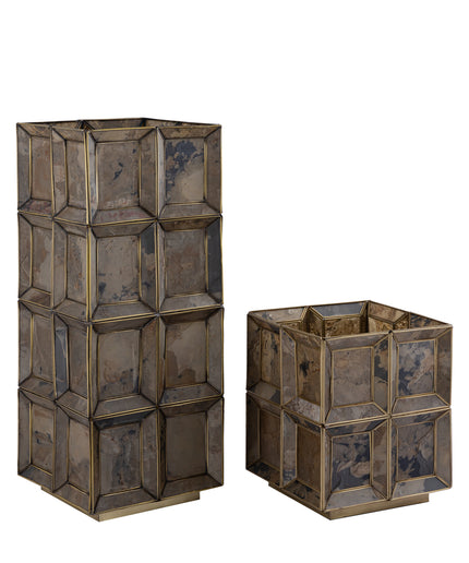 Layra Brass stone veneer table lamp antique low