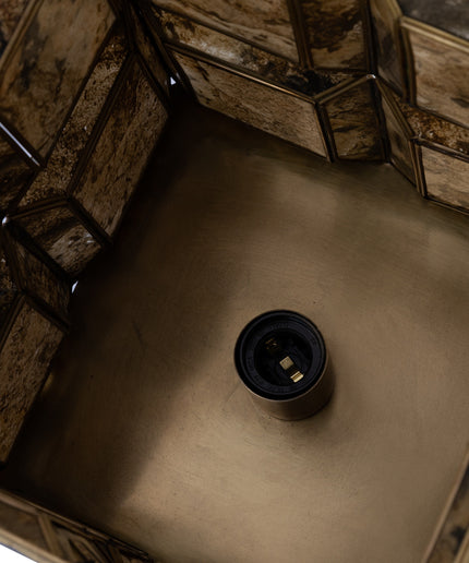 Layra Brass stone veneer table lamp antique low