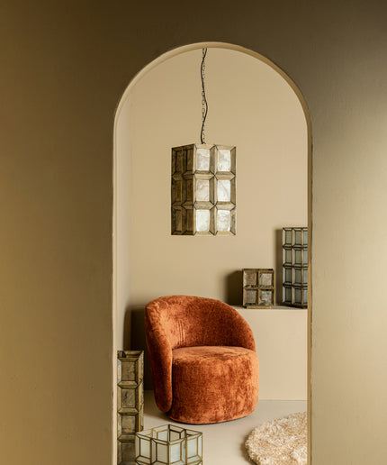 Layra Brass stone veneer table lamp antique low