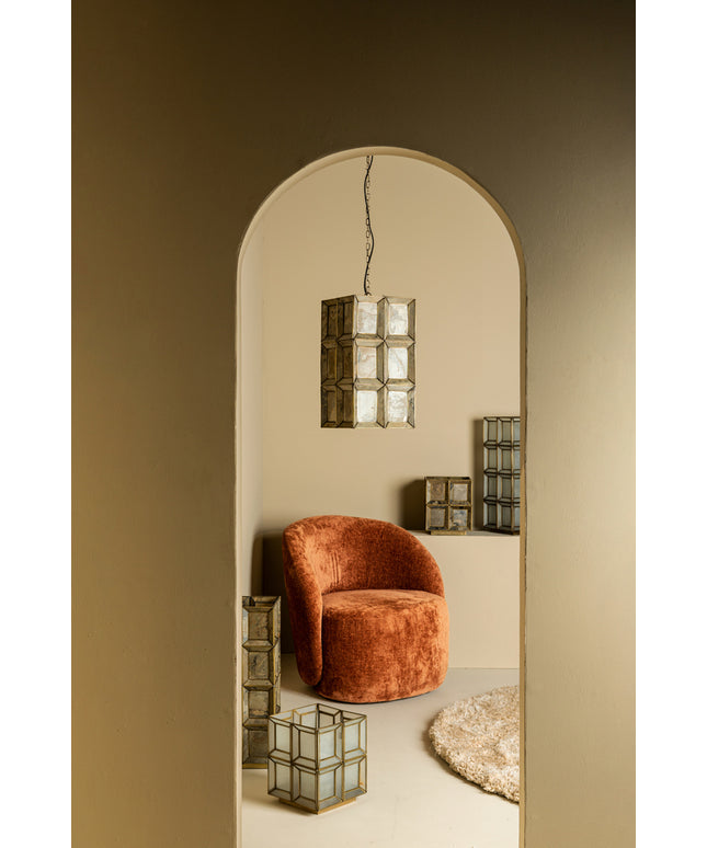 Layra Brass stone veneer table lamp antique low
