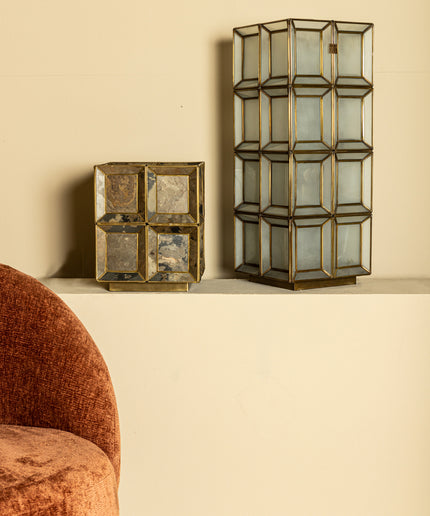 Layra Brass stone veneer table lamp antique low