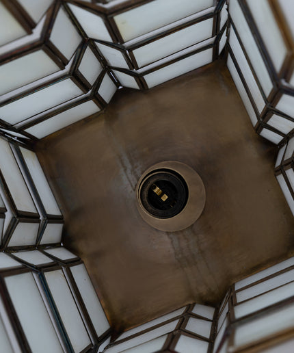 Layra White milk glass table lamp antique high