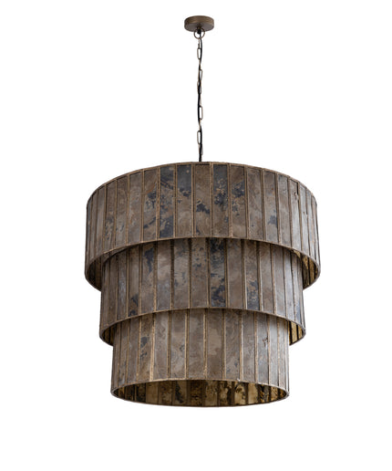 Levan Brass stone veneer hanging lamp 3 layers